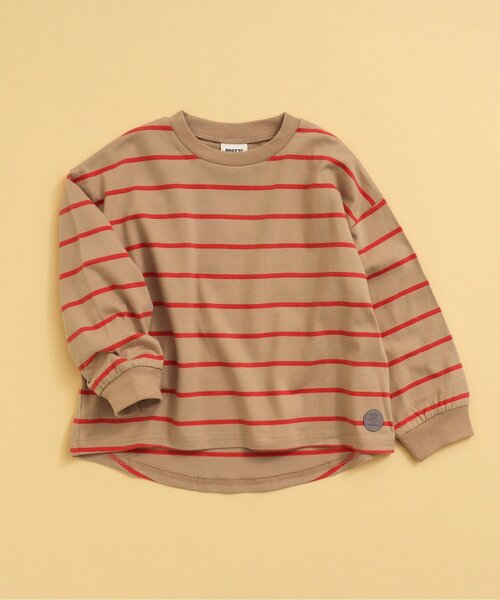 BREEZE（ブリーズ）の「【WEB限定・14色展開】無地/ボーダーTシャツ（Tシャツ/カットソー・キッズ・サックスブルー/キャメル/その他12/イエロー/ピンク/ブラック/オフホワイト/ベージュ/その他13/ブルー/マスタード/グリーン/その他11/チャコール・130/140/110/90/150/120/100）」の4枚目の写真