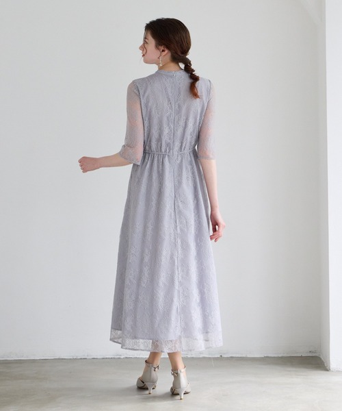セール】【WEB限定】プチハイネック5分袖レースパーティードレス 結婚