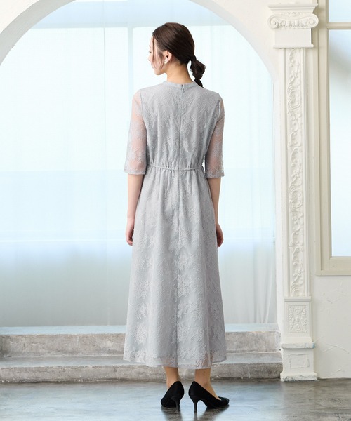AIMER（エメ）の「【WEB限定】プチハイネック5分袖レースパーティードレス　結婚式　お呼ばれ　ドレス　20代 30代 40代（ドレス・レディース・ブラウン/モカ/ネイビー/グレイッシュブルー/グリーン/ブラック/ライトグレー・SMALL/MEDIUM/LARGE/X-LARGE）」の20枚目の写真