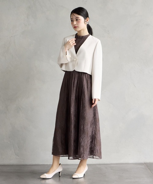 AIMER（エメ）の「【WEB限定】プチハイネック5分袖レースパーティードレス　結婚式　お呼ばれ　ドレス　20代 30代 40代（ドレス・レディース・ブラウン/モカ/ネイビー/グレイッシュブルー/グリーン/ブラック/ライトグレー・SMALL/MEDIUM/LARGE/X-LARGE）」の20枚目の写真