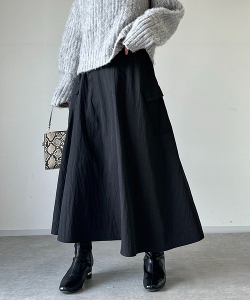 un dix cors(アンディコール)の「《WEB限定》サイドポケットフレアスカート(スカート・レディース・グリーン/ベージュ/ブラック・FREE)」の2枚目の写真