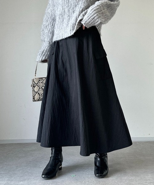 un dix cors(アンディコール)の「《WEB限定》サイドポケットフレアスカート(スカート・レディース・グリーン/ベージュ/ブラック・FREE)」の9枚目の写真