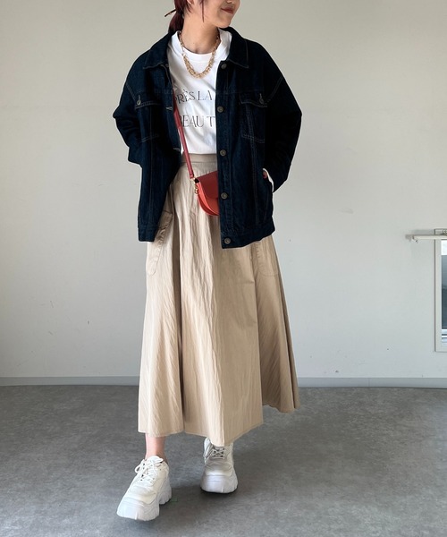 un dix cors(アンディコール)の「《WEB限定》サイドポケットフレアスカート(スカート・レディース・グリーン/ベージュ/ブラック・FREE)」の4枚目の写真