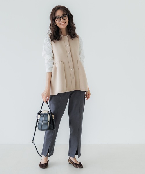大人気　完売　品　MUSIER パールボタンニット セール】＼新色追加／ダンボールニットパールボタンギャザー