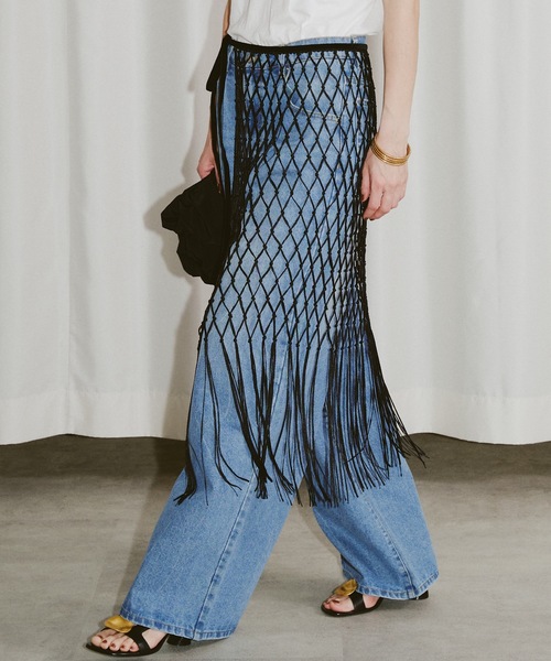 yae（ヤエ）の「Macrame knitting wrap skirt / マクラメ編みラップスカート（スカート・レディース・ホワイト/ブラック・FREE）」の7枚目の写真