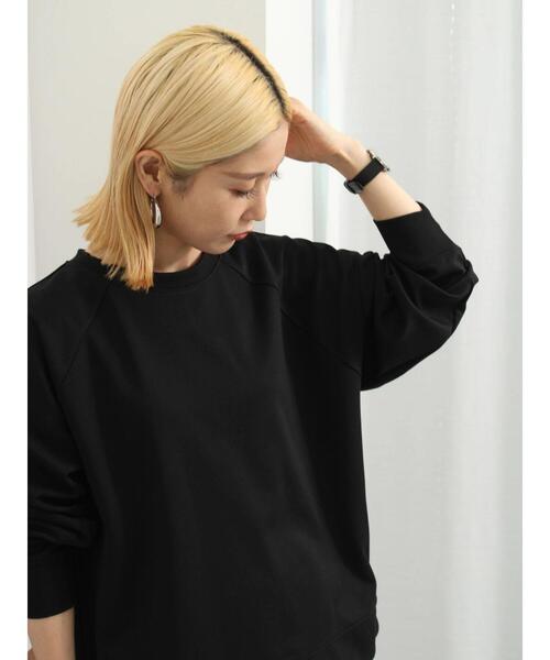 Samansa Mos2 blue(サマンサモスモスブルー)の「ダンボールニットプルオーバー(Tシャツ/カットソー・レディース・ベージュ/ブラック/キナリ・F)」の5枚目の写真