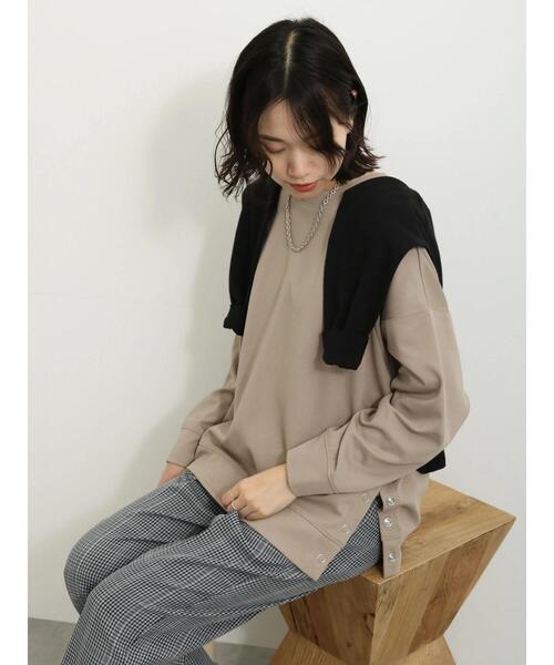 Samansa Mos2 blue(サマンサモスモスブルー)の「ダンボールニットプルオーバー(Tシャツ/カットソー・レディース・ベージュ/ブラック/キナリ・F)」の9枚目の写真