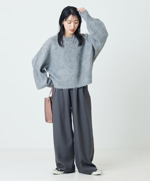 FREAK'S STORE（フリークスストア）の「限定展開　カラー シャギーニット ショートプルオーバー（ニット/セーター・レディース・ナチュラル/グレー/ブラック/ブラウン/コーラルピンク/イエロー/グリーン/ブルー・ﾌﾘ-）」の15枚目の写真