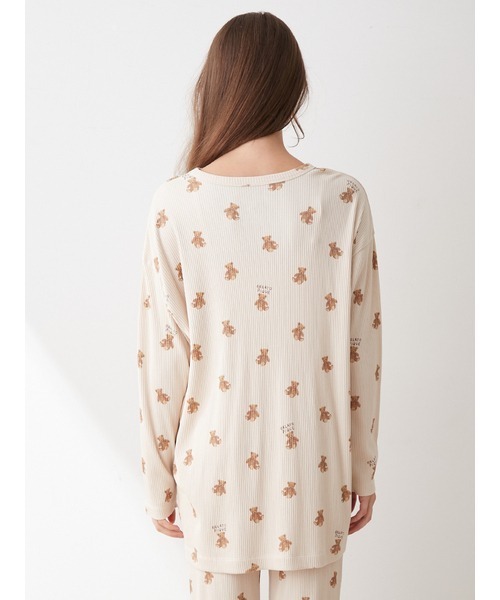 ジェラートピケ　ベア柄リブロングTシャツ＆ベア柄リブロングパンツ　上下セット gelato pique（ジェラートピケ）の「ベア柄リブロングTシャツ