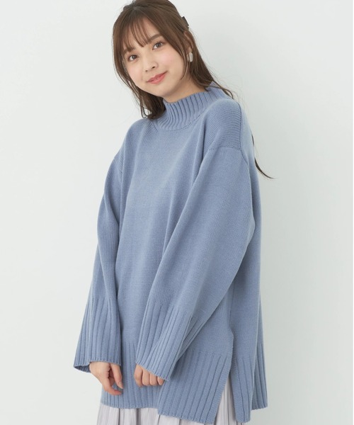 earth music&ecology(アースミュージックアンドエコロジー)の「アンチピリングリブハイネックチュニック(チュニック・レディース・ブルー/ブラック/グレイッシュベージュ/アイボリー・FREE)」の4枚目の写真