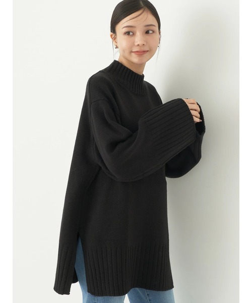 earth music&ecology(アースミュージックアンドエコロジー)の「アンチピリングリブハイネックチュニック(チュニック・レディース・ブルー/ブラック/グレイッシュベージュ/アイボリー・FREE)」の2枚目の写真