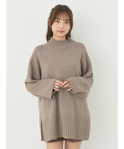 earth music&ecology(アースミュージックアンドエコロジー)の「アンチピリングリブハイネックチュニック(チュニック・レディース・ブルー/ブラック/グレイッシュベージュ/アイボリー・FREE)」の5枚目の写真