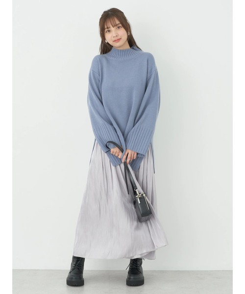 earth music&ecology(アースミュージックアンドエコロジー)の「アンチピリングリブハイネックチュニック(チュニック・レディース・ブルー/ブラック/グレイッシュベージュ/アイボリー・FREE)」の12枚目の写真