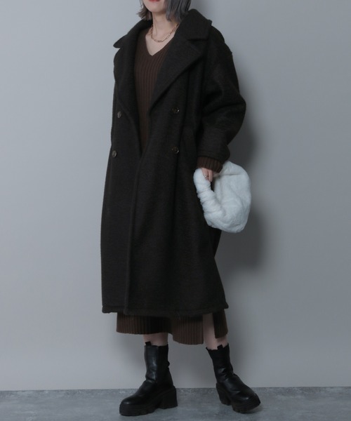 FOREVER 21（フォーエバー トゥエンティーワン）の「【2023AW】プードルブークレコート（チェスターコート・レディース・ブラウン/アイボリー/ブラック・FREE）」の8枚目の写真