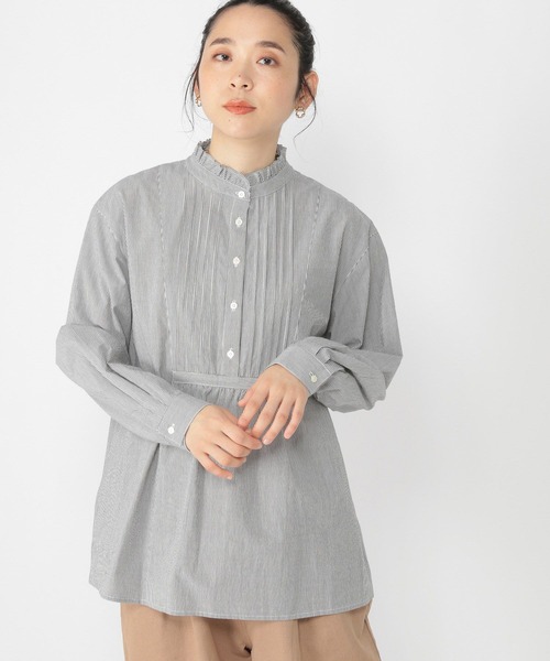 studio CLIP（スタディオクリップ）の「スタンドカラーピンタックブラウス（シャツ/ブラウス・レディース・ベージュ/アイボリー/その他1・LARGE/MEDIUM）」の3枚目の写真