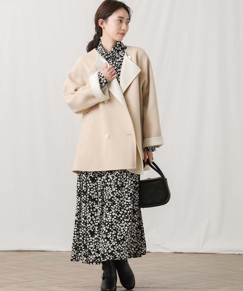 セール】リバー配色クルーAラインコート（その他アウター