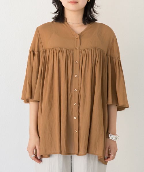 LAVEANGE（ラビアンジェ）の「ギャザーフレアブラウス（シャツ/ブラウス・レディース・アイボリー/ブラック/ブラウン・4L/3L/LL/M/5L）」の17枚目の写真