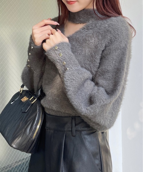 one way（ワンウェイ）の「2WAYシャギーチョーカーニット（ニット/セーター・レディース・ホワイト/グレー/ピンク/ブルー・FREE）」の3枚目の写真