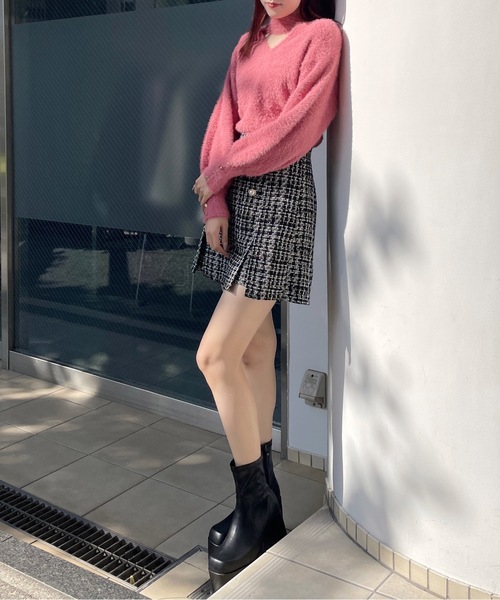 one way（ワンウェイ）の「2WAYシャギーチョーカーニット（ニット/セーター・レディース・ホワイト/グレー/ピンク/ブルー・FREE）」の11枚目の写真