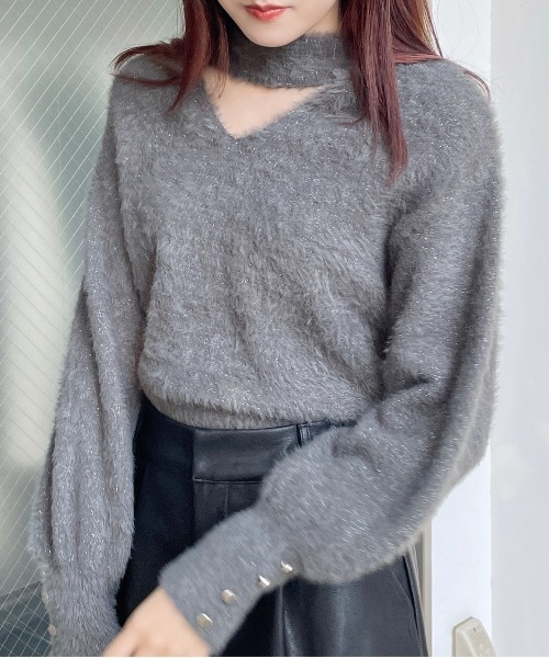 one way（ワンウェイ）の「2WAYシャギーチョーカーニット（ニット/セーター・レディース・ホワイト/グレー/ピンク/ブルー・FREE）」の5枚目の写真