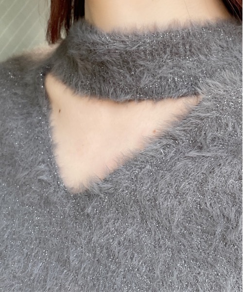 one way（ワンウェイ）の「2WAYシャギーチョーカーニット（ニット/セーター・レディース・ホワイト/グレー/ピンク/ブルー・FREE）」の6枚目の写真