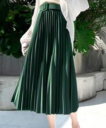 プリーツスカート ロング ベルト付き