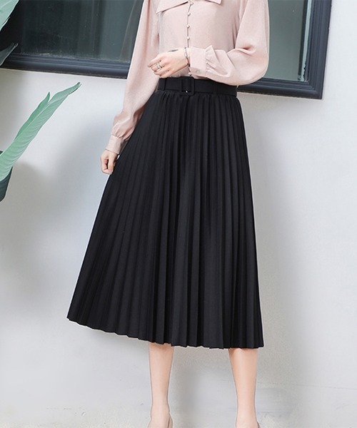 Miniministore(ミニミニストア)の「プリーツスカート ロング ベルト付き(スカート・レディース・ブルー/パープル/ベージュ/ライトブラウン/ピンク/テラコッタ/レッド/グレー/ブラック/ダークパープル/グリーン/カーキ・フリー)」の14枚目の写真