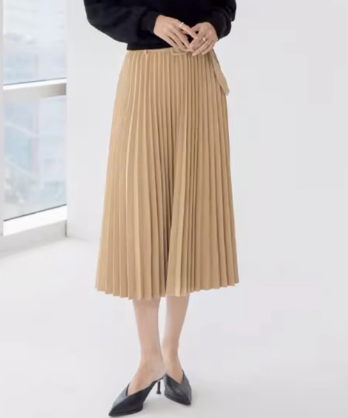 Miniministore(ミニミニストア)の「プリーツスカート ロング ベルト付き(スカート・レディース・ブルー/パープル/ベージュ/ライトブラウン/ピンク/テラコッタ/レッド/グレー/ブラック/ダークパープル/グリーン/カーキ・フリー)」の19枚目の写真