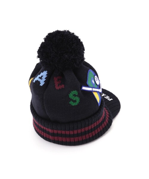 PEARLY GATES】カレッジワッペンつば付きニット帽 (UNISEX) ＜カレッジ