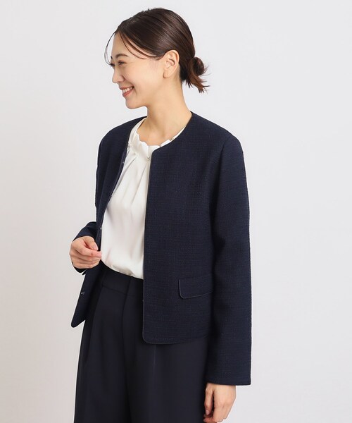 grove(グローブ)の「◆ハレの日に頼れる端正パイピングツイードジャケット(ノーカラージャケット・レディース・ベージュ系その他6/ネイビー系3/ブラック系3・05/01/04/03/02)」の10枚目の写真