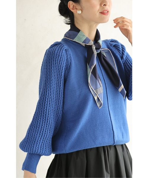 cawaii(カワイイ)の「内パフ錯視 華奢見せニットトップス(ニット/セーター・レディース・イエロー/ブルー/アイボリー/ブラック・FREE)」の3枚目の写真