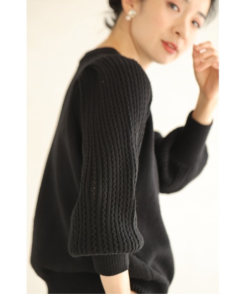cawaii(カワイイ)の「内パフ錯視 華奢見せニットトップス(ニット/セーター・レディース・イエロー/ブルー/アイボリー/ブラック・FREE)」の5枚目の写真