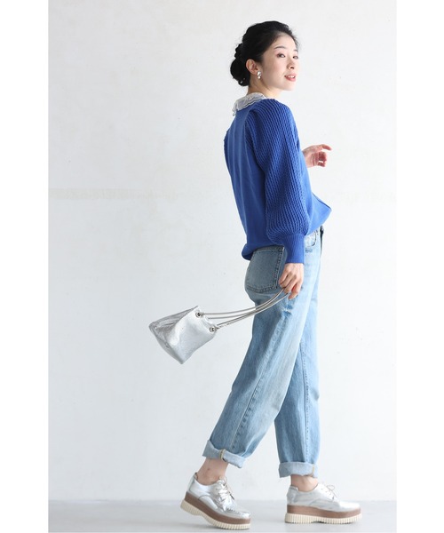 cawaii(カワイイ)の「内パフ錯視 華奢見せニットトップス(ニット/セーター・レディース・イエロー/ブルー/アイボリー/ブラック・FREE)」の20枚目の写真