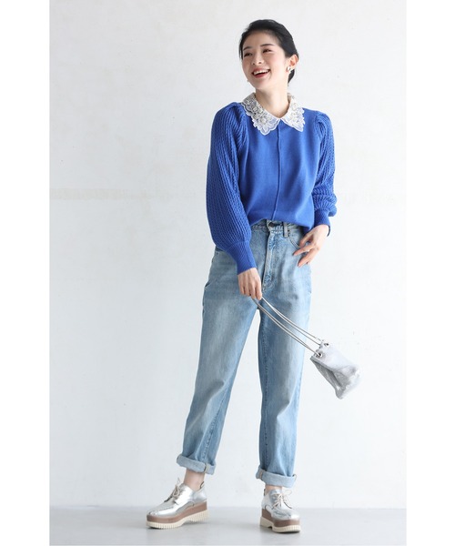 cawaii(カワイイ)の「内パフ錯視 華奢見せニットトップス(ニット/セーター・レディース・イエロー/ブルー/アイボリー/ブラック・FREE)」の21枚目の写真