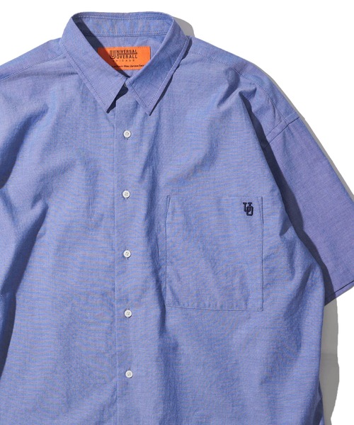 UNIVERSAL OVERALL（ユニバーサルオーバーオール）の「【UNIVERSAL OVERALL】別注 ワンポイント刺繍 半袖シャンブレーシャツ（シャツ/ブラウス・メンズ・インディゴブルー/サックスブルー/チャコールグレー・MEDIUM/LARGE/X-LARGE）」の3枚目の写真