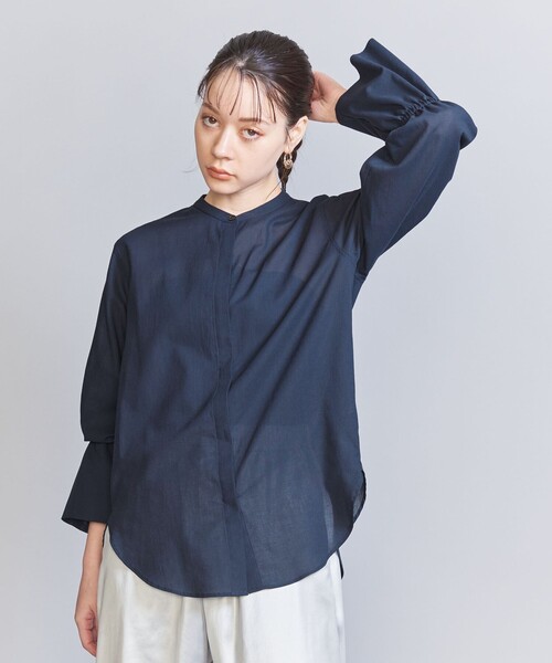 BEAUTY&YOUTH UNITED ARROWS◆コットンシフォンドビーフレアスリーブシャツ/FREE/コットン/NVY/1611-242-2387 BEAUTY&YOUTH UNITED ARROWS（ビューティーアンドユース