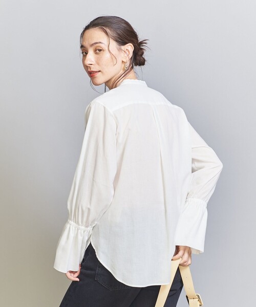 BEAUTY&YOUTH UNITED ARROWS◆コットンシフォンドビーフレアスリーブシャツ/FREE/コットン/NVY/1611-242-2387 BEAUTY&YOUTH UNITED ARROWS（ビューティーアンドユース