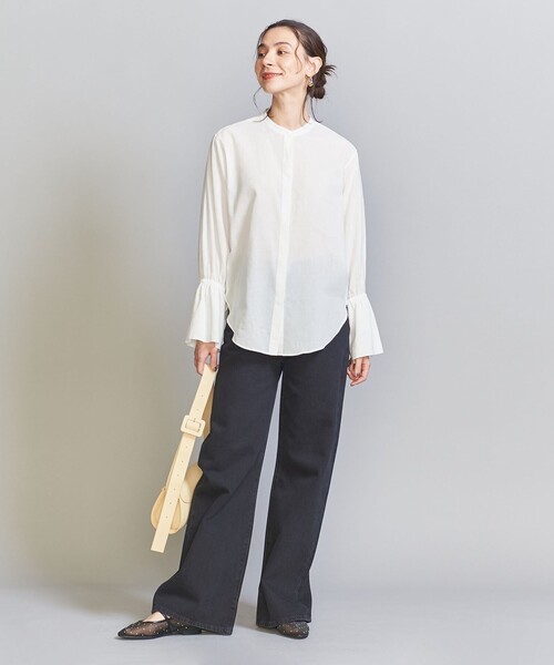BEAUTY&YOUTH UNITED ARROWS◆コットンシフォンドビーフレアスリーブシャツ/FREE/コットン/NVY/1611-242-2387 BEAUTY&YOUTH UNITED ARROWS｜<6(ROKU)>コットンナイロン シアー