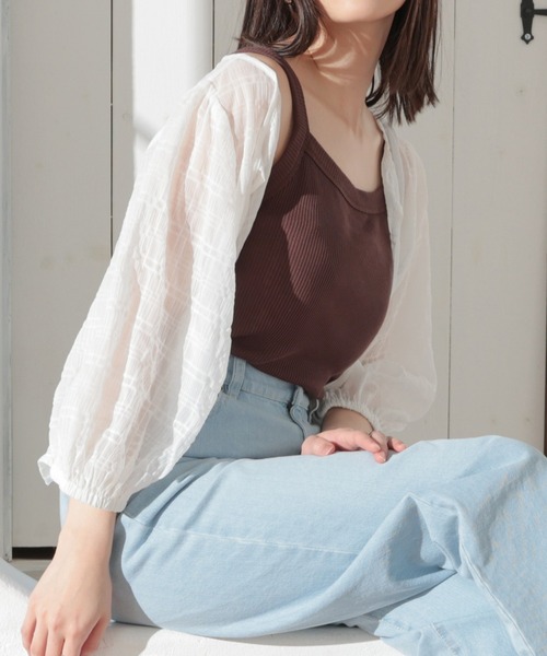 Honeys（ハニーズ）の「テレコキャミソール（キャミソール・レディース・レッド/ホワイト/ブルー/イエロー系その他/ブラック/ホワイト系その他/スミクロ/ブラウン・S/L/M）」の5枚目の写真