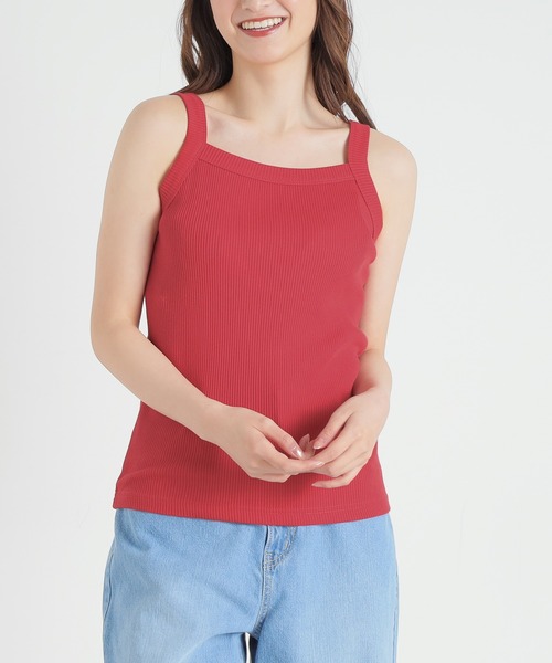 Honeys（ハニーズ）の「テレコキャミソール（キャミソール・レディース・レッド/ホワイト/ブルー/イエロー系その他/ブラック/ホワイト系その他/スミクロ/ブラウン・S/L/M）」の8枚目の写真