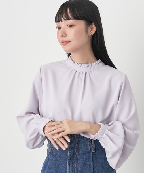 earth music&ecology（アースミュージックアンドエコロジー）の「2wayフリルブラウス（シャツ/ブラウス・レディース・ライトピンク/オフホワイト/ミント/ドット・FREE）」の4枚目の写真