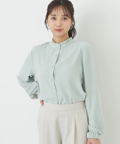 earth music&ecology（アースミュージックアンドエコロジー）の「2wayフリルブラウス（シャツ/ブラウス・レディース・ライトピンク/オフホワイト/ミント/ドット・FREE）」の3枚目の写真