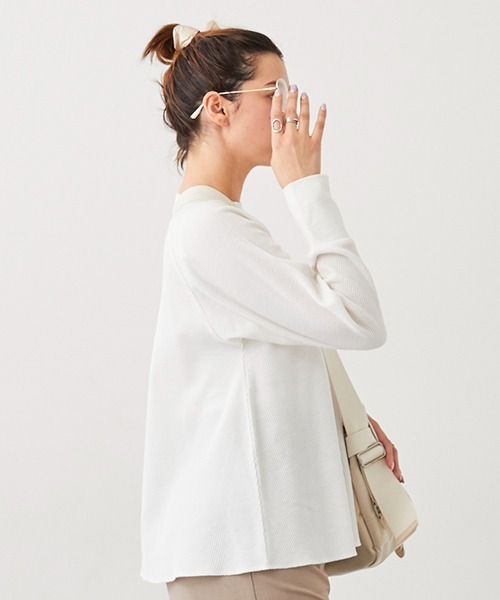 petit main LIEN(プティマインリアン)の「【LADIES】ワッフルロングスリーブT(Tシャツ/カットソー・レディース・ライトグリーン/ネイビー/オフホワイト/トップグレー/ラベンダー・FREE)」の12枚目の写真