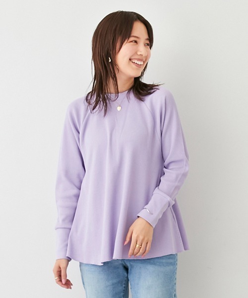 petit main LIEN(プティマインリアン)の「【LADIES】ワッフルロングスリーブT(Tシャツ/カットソー・レディース・ライトグリーン/ネイビー/オフホワイト/トップグレー/ラベンダー・FREE)」の17枚目の写真