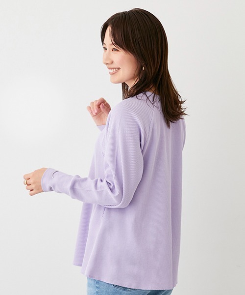 petit main LIEN(プティマインリアン)の「【LADIES】ワッフルロングスリーブT(Tシャツ/カットソー・レディース・ライトグリーン/ネイビー/オフホワイト/トップグレー/ラベンダー・FREE)」の18枚目の写真