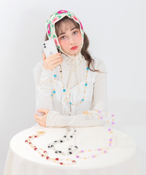 ACCOMMODE(アコモデ)の「ハートビーズストラップ / スマホショルダーストラップ(スマホグッズ・レディース・レッド/ラベンダー/ブルー/ブラック・FREE)」の8枚目の写真