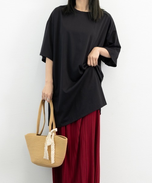 Miniministore(ミニミニストア)の「半袖チュニックTシャツ サイドスリット半袖(Tシャツ/カットソー・レディース・ライトグレー/ミント/ベージュ/ブラック/ホワイト/ピンク・XL/L)」の14枚目の写真
