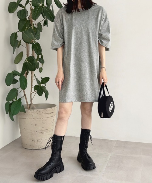 Miniministore(ミニミニストア)の「半袖チュニックTシャツ サイドスリット半袖(Tシャツ/カットソー・レディース・ライトグレー/ミント/ベージュ/ブラック/ホワイト/ピンク・XL/L)」の17枚目の写真