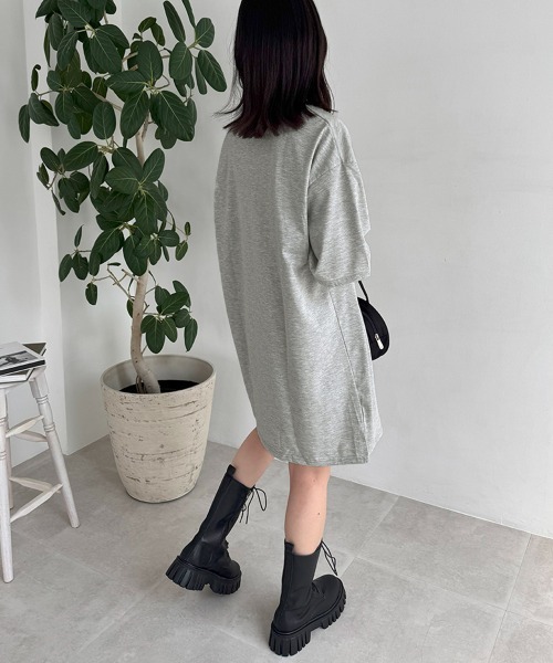 Miniministore(ミニミニストア)の「半袖チュニックTシャツ サイドスリット半袖(Tシャツ/カットソー・レディース・ライトグレー/ミント/ベージュ/ブラック/ホワイト/ピンク・XL/L)」の18枚目の写真