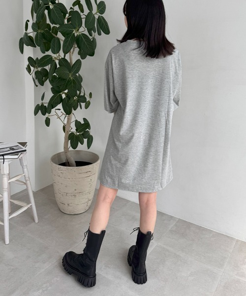 Miniministore(ミニミニストア)の「半袖チュニックTシャツ サイドスリット半袖(Tシャツ/カットソー・レディース・ライトグレー/ミント/ベージュ/ブラック/ホワイト/ピンク・XL/L)」の19枚目の写真